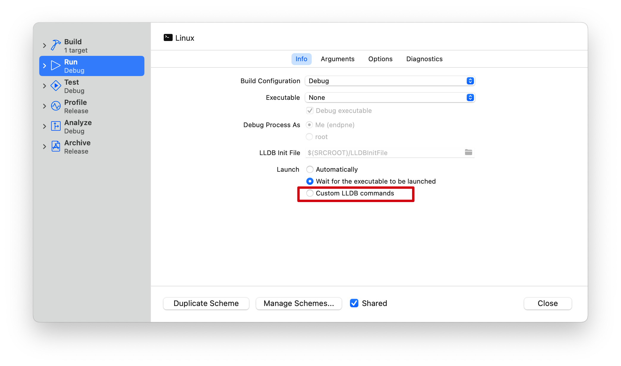 启用自定义lldb命令
